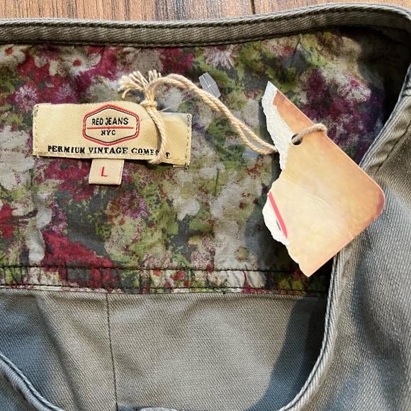 RED JEANS NYC Premium Vintage Clothing Roll Tab Sleeve Military Utility Dress L - Picture 8 of 16